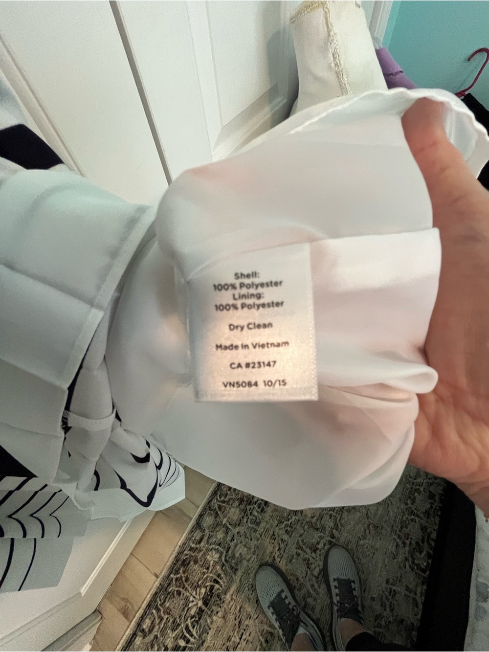 Talbots Fit n Flare Tank Navy and White Pleated Dress with Belt Size 8 - Picture 6 of 6